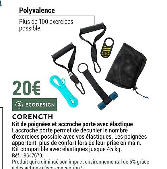 kit de poignées et accroche porte avec élastique corength