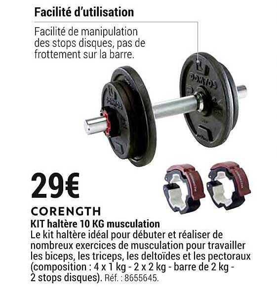 kit haltère 10 kg musculation corength