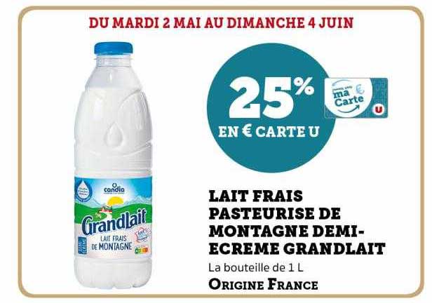 lait frais pasteurisé de montagne demi-écrémé grand lait