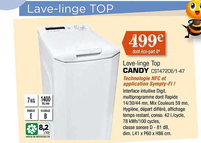 lave-linge top candy
