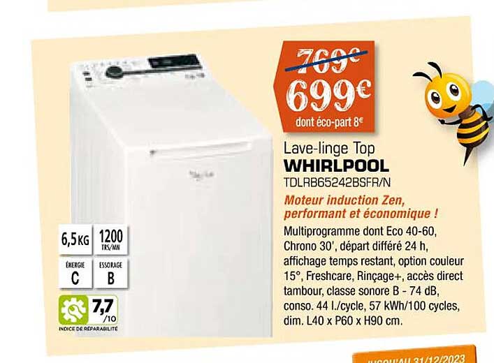 lave-linge top whirlpool