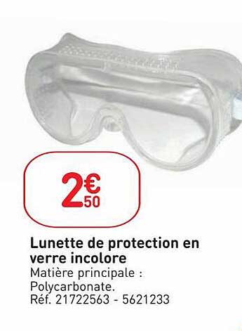 lunette de protection en verre incolore