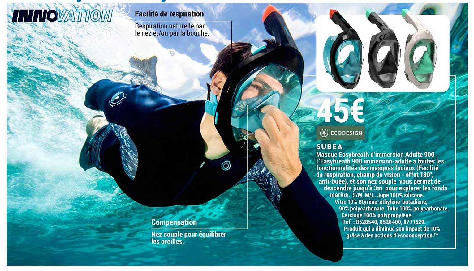 Masque Easybreath D'immersion Adulte 900 Subea