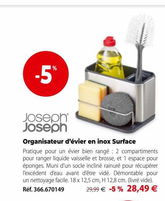 Organisateur D'évier En Inox Surface Joseph Joseph