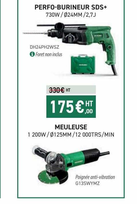 perfo-burineur sds+ hikoki, meuleuse hikoki