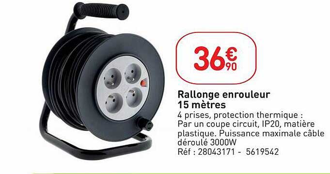 rallonge enrouleur 15 mètres