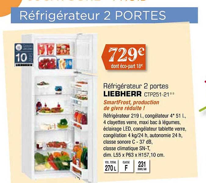 réfrigérateur 2 portes liebherr