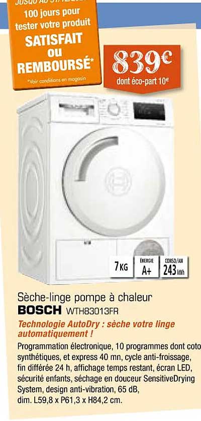 sèche-linge pompe à chaleur bosch