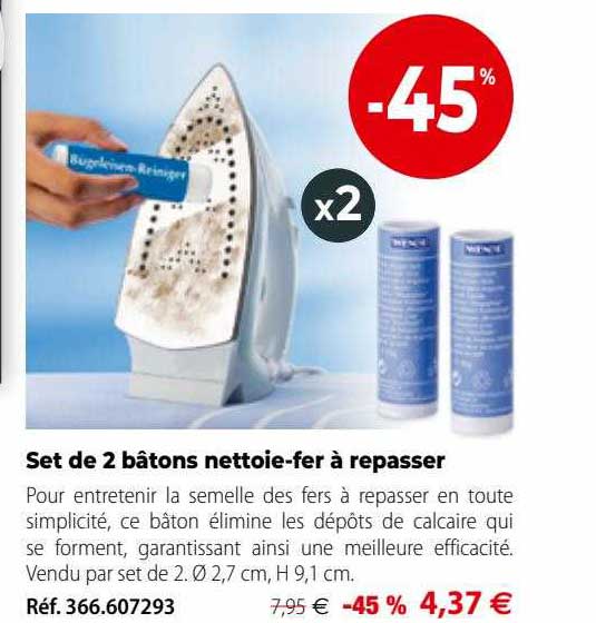 Set De 2 Bâtons Nettoie-fer à Repasser