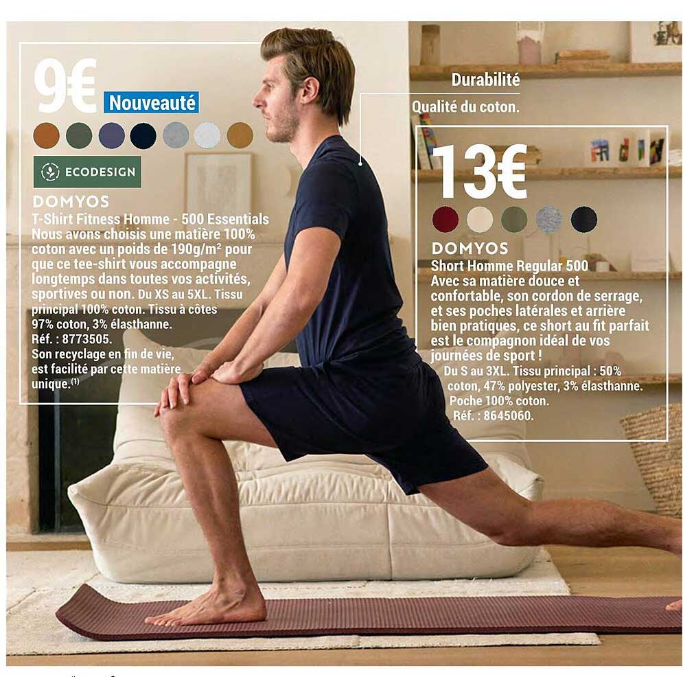 t-shirt fitness homme domyos, short homme regular 500 domyos