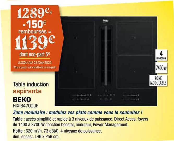 table induction aspirante beko