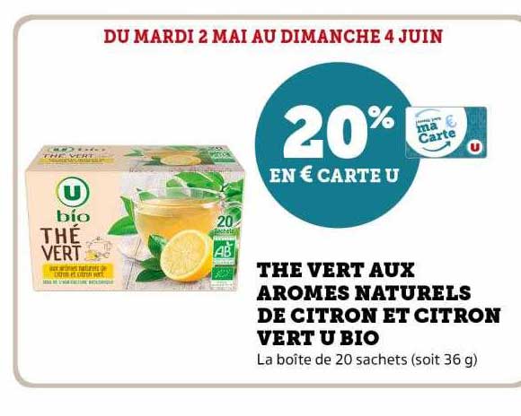 thé vert aux arômes naturels de citron et citron vert u bio