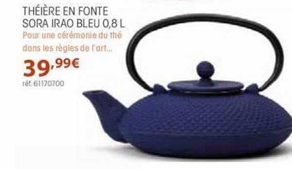 théière en fonte sora irao bleu 0,8l
