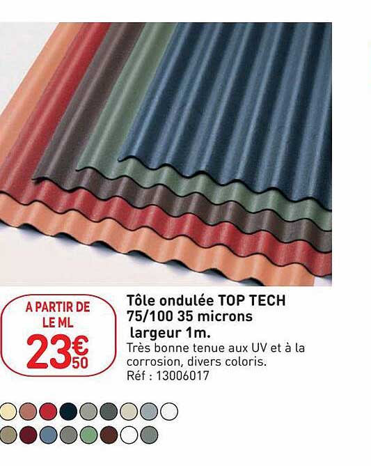 tôle ondulée top tech 75-100 35 microns largeur 1m