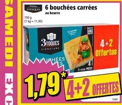 3 toques 6 bouchées carrées au beurre 4+2 offertes