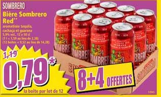bière sombrero red 8+4 offertes