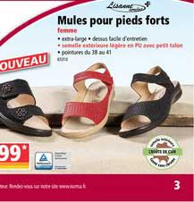 mules pour pieds forts femme