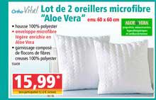 orthovital lot de 2 oreillers microfibre aloe vera