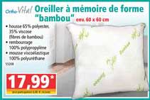 orthovital oreiller à mémoire de forme bambou