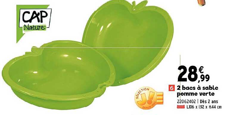 2 Bacs à Sable Pomme Verte