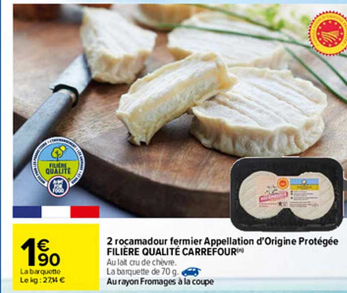 2 rocamadour fermier appellation d'origine protégée filière qualité carrefour