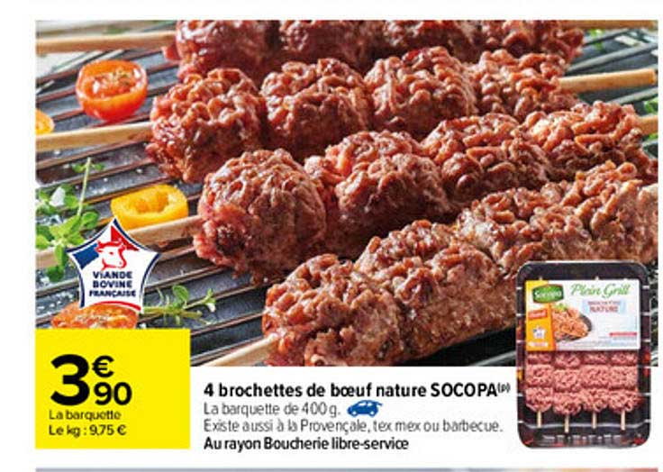 4 Brochettes De Bœuf Nature Socopa