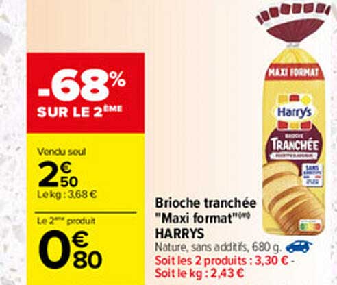 brioche tranchée "maxi format" harrys