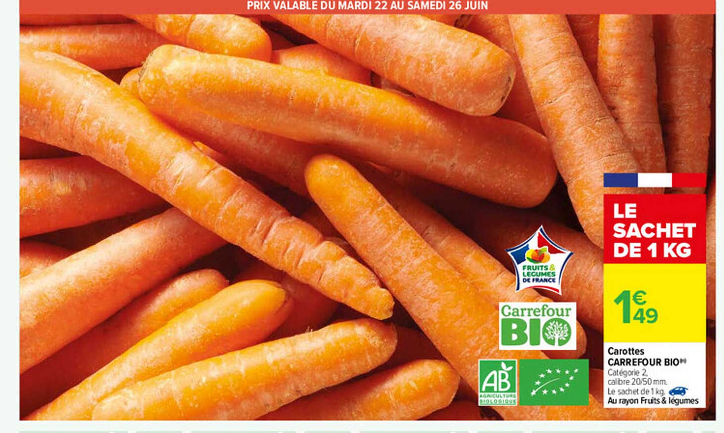 Carottes Carrefour Bio
