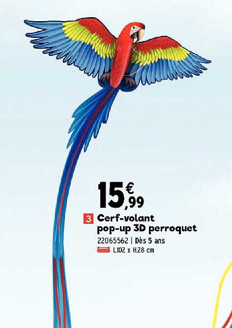 cerf-volant pop-up 3d perroquet