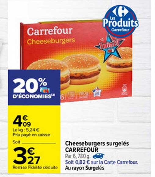 Cheeseburgers Surgelés Carrefour
