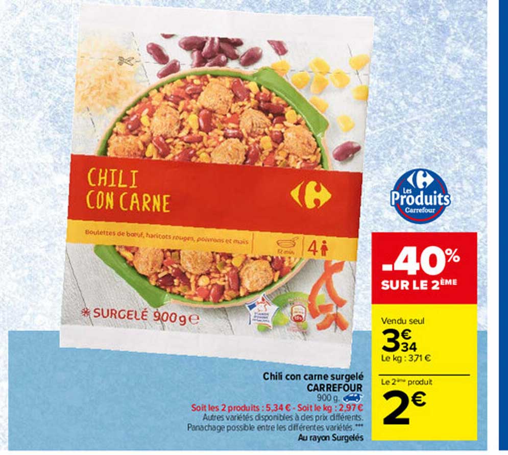 chili con carne surgelé carrefour