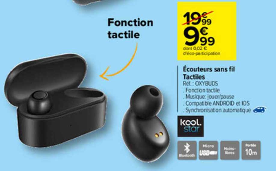 écouteurs sans fil tactiles kool star