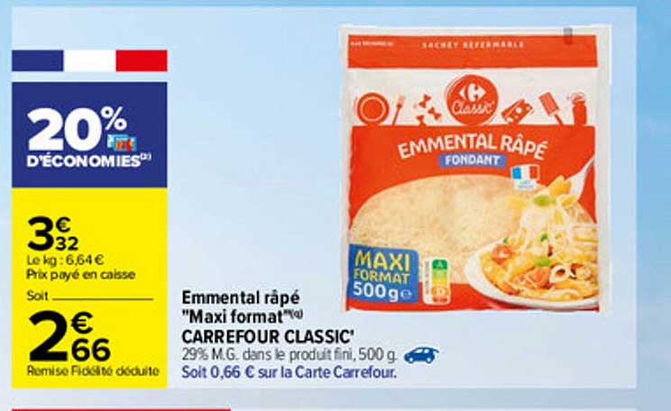 emmental râpé "maxi format" carrefour classic'