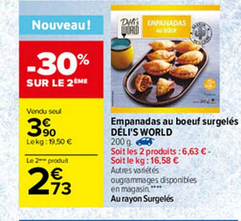 empanadas au bœuf surgelés déli's world