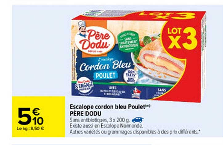 escalope cordon bleu poulet père dodu