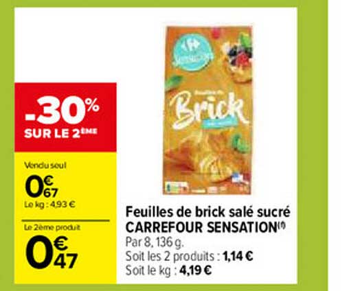 feuilles de brick salé sucré carrefour sensation