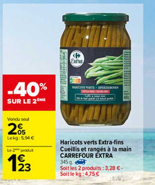 haricots verts extra-fins cueillis et rangés à la main carrefour extra