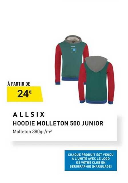 hoodie molleton 500 junior allsix