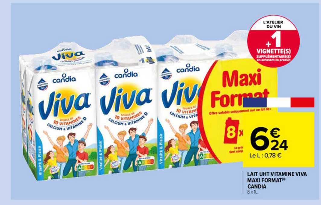 lait uht vitamine viva maxi format candia
