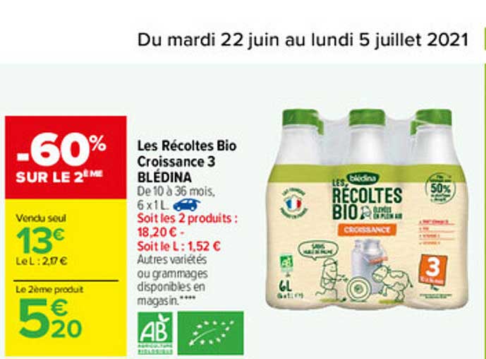 les récoltes bio croissance 3 blédina
