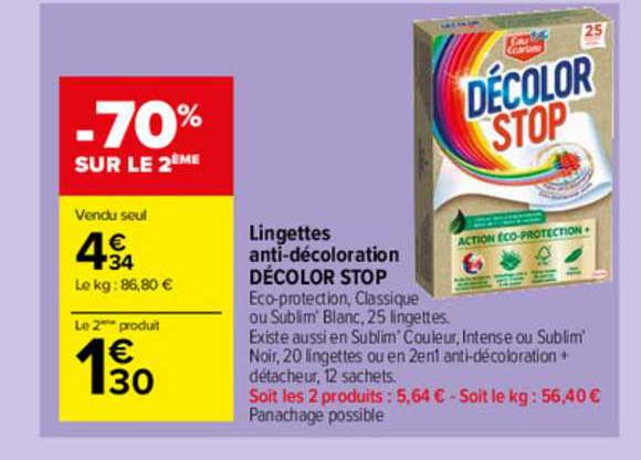 lingettes anti-décoloration décolor stop