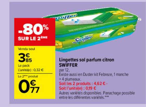 Lingettes Sol Parfum Citron Swiffer