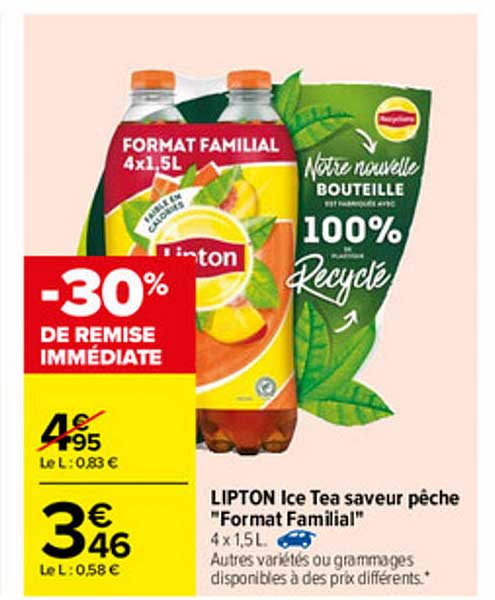 Lipton Ice Tea Saveur Pêche "format Familial"