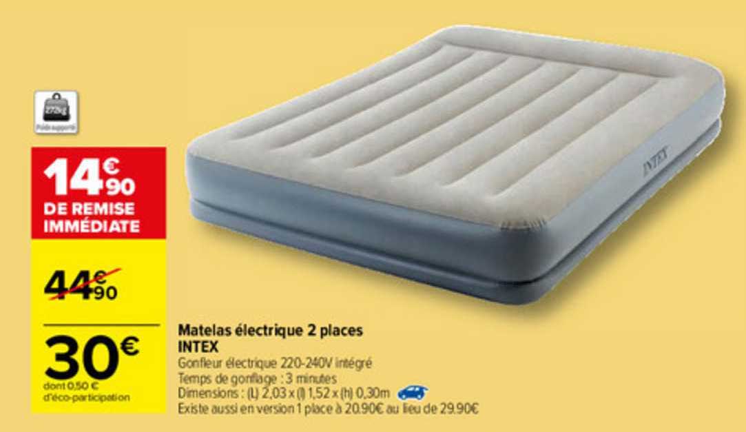 Matelas électrique 2 Places Intex