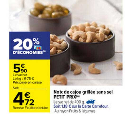 noix de cajou grillée sans sel petit prix