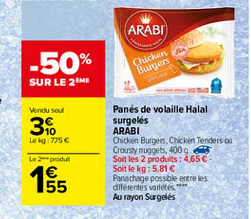 panés de volaille halal surgelés arabi