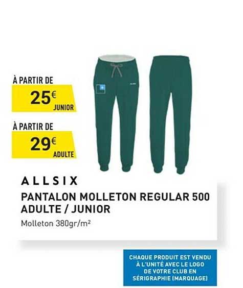 pantalon molleton regular 500 adulte - junior allsix