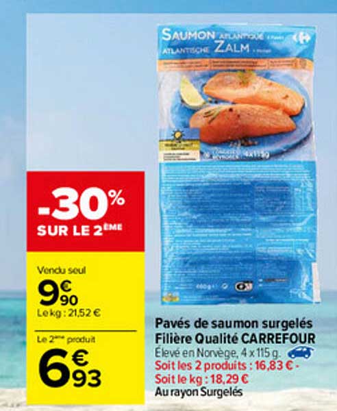 Pavés De Saumon Surgelés Filière Qualité Carrefour