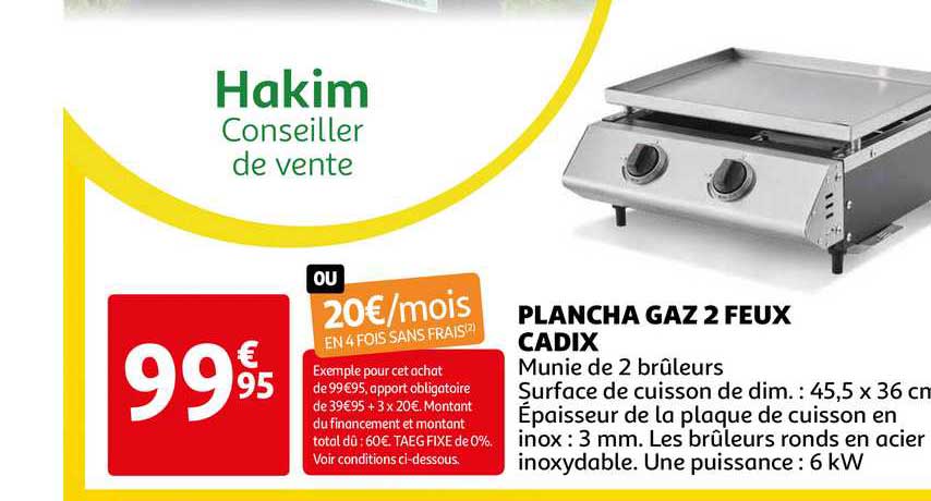 plancha gaz 2 feux cadix