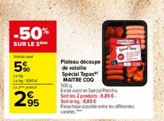 plateau découpe de volaille spécial tapas maître coq